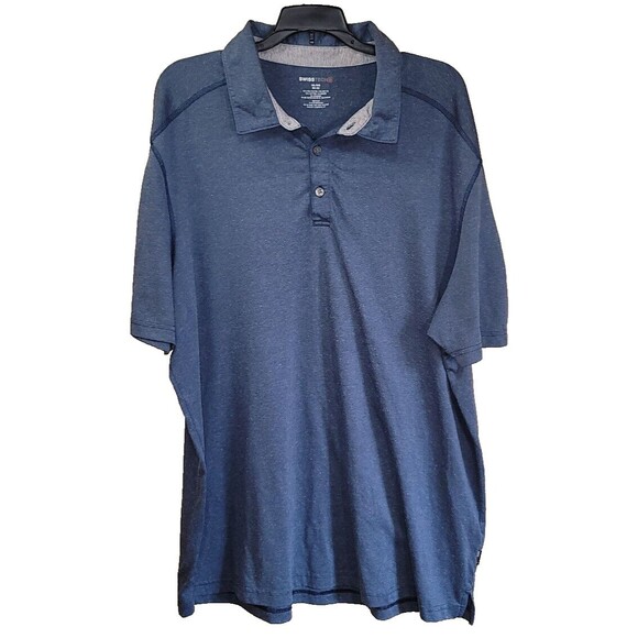 Swiss Tech Shirt Mens Polo 2XL Blue Short Sleeve Polyester Cotton Pullover - Picture 1 of 9
